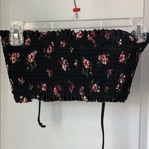 Xhilaration Black Bathing Suit Top with Flowers